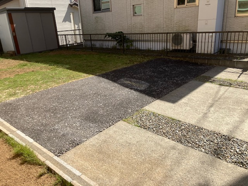 駐車場 不陸整正 砕石敷・転圧 完了③（After）